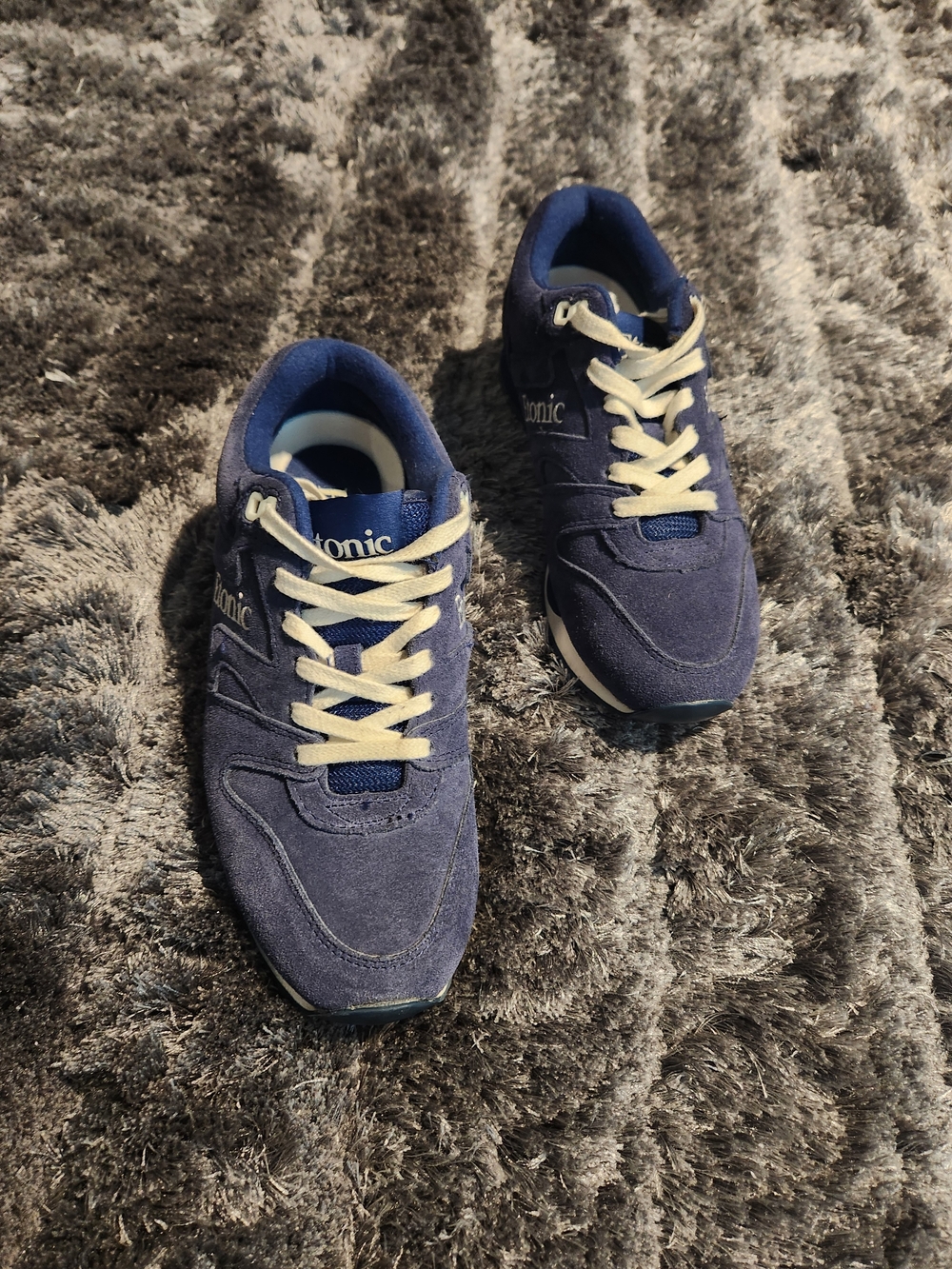 Ionix Navy Suede Men's Sneakers with Cream Laces